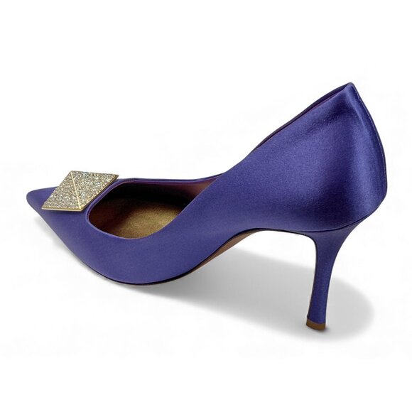 Valentino Garavani Womens One Stud 100mm Violet Satin Pumps -Size EU 38- (0574) - Picture 8 of 16